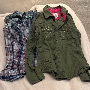 Justice Green Studded Button-Up Shirt